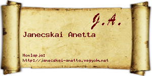 Janecskai Anetta névjegykártya